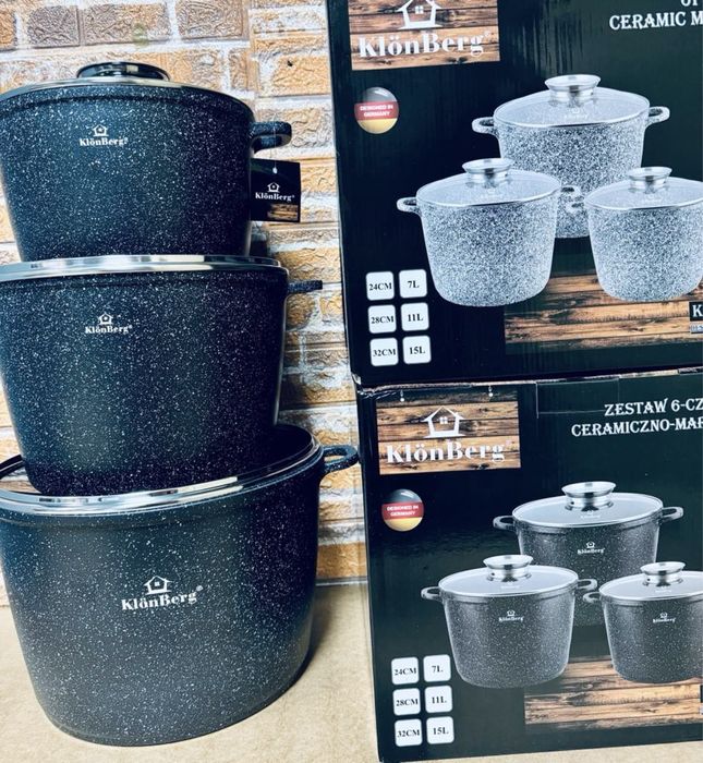 Zestaw dużych garnków.6el. Rosołowe.7L/11L/15L. Kolory