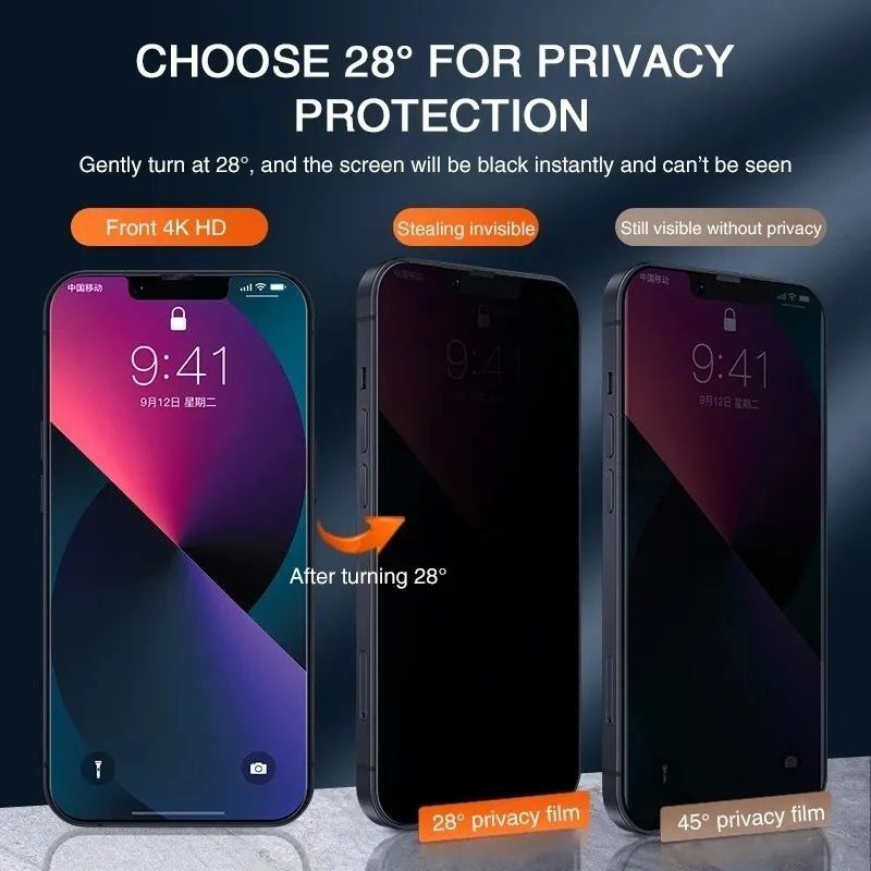 •Защитное стекло приватное Anti-SPY антишпион, Захисне скло iPhone 12