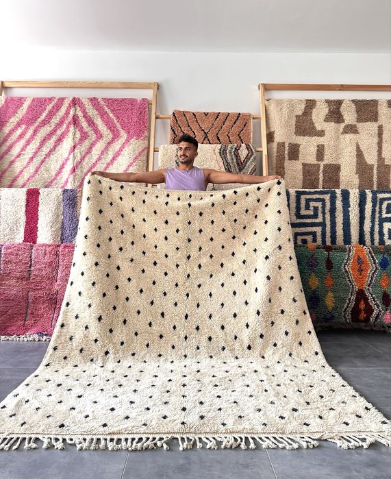 Dywan w kropki marokański, wełna owcza, dywan do salonu