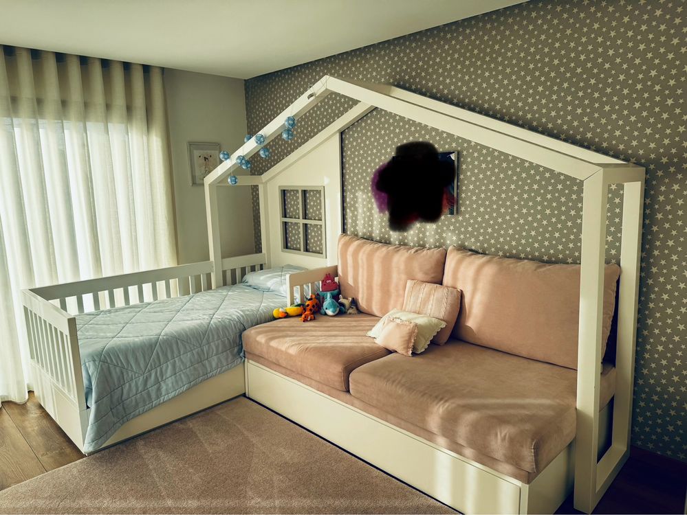 Quarto criança cama 90x1,90 branco lacado
