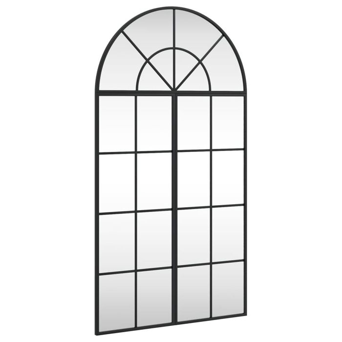 Lustro Ścienne, Czarne, 60X110 Cm, Zakończone Łukiem, Żelazo