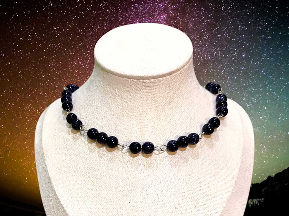 Naszyjnik choker noc kairu kamień naturalny stal chirurgiczna 304L