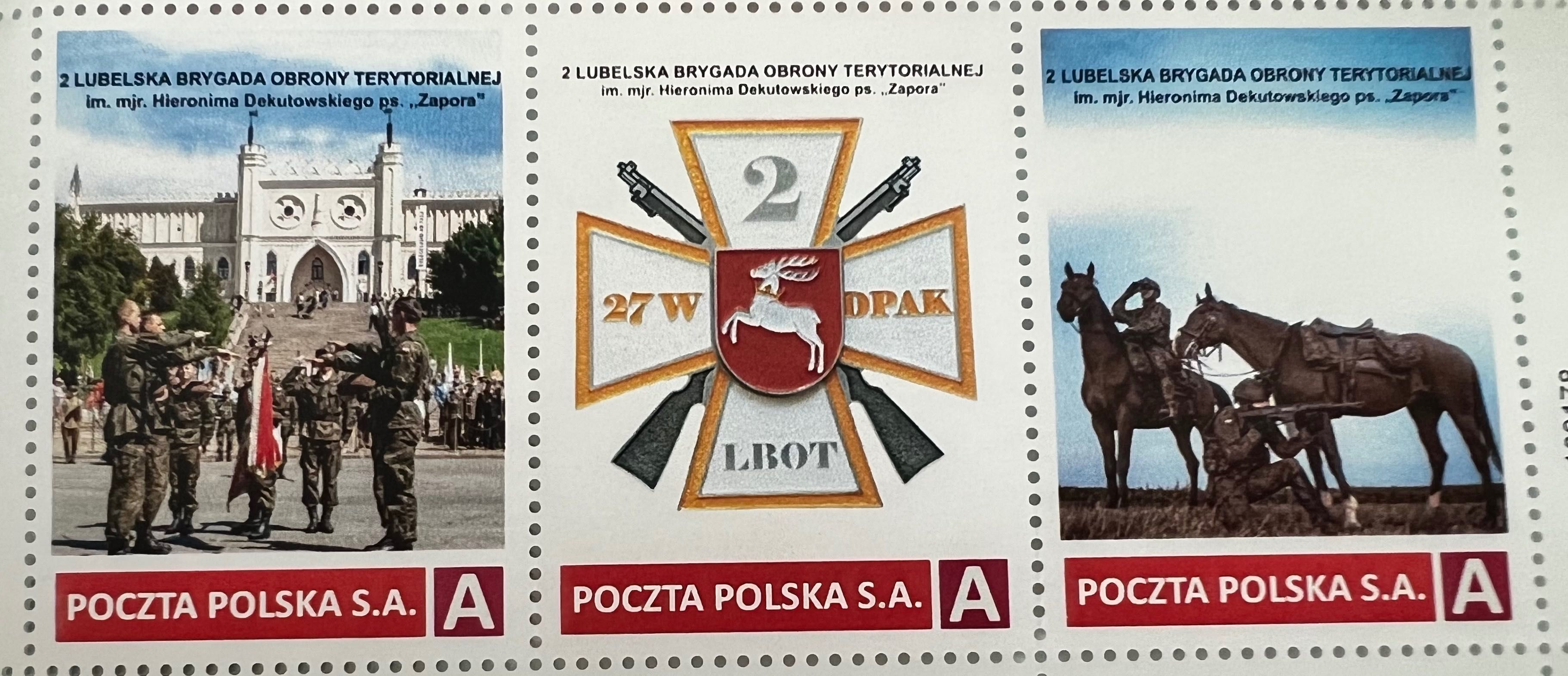 Unikat zestaw 3 znaczków + pocztówka - 2 LBOT / wojsko