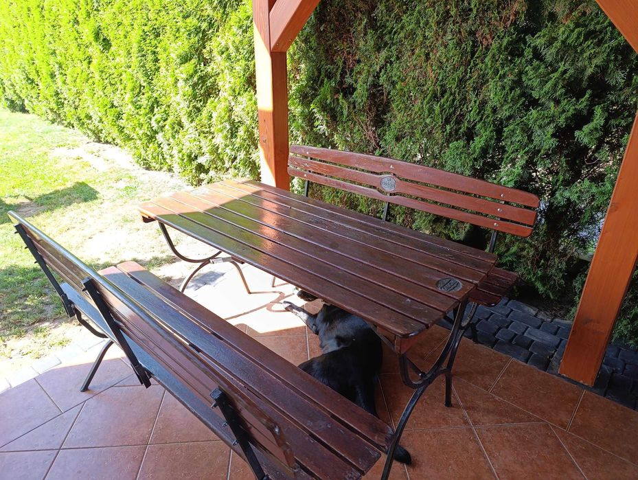 zestaw ogrodowy Stół 150 + 2x ławka drewniany