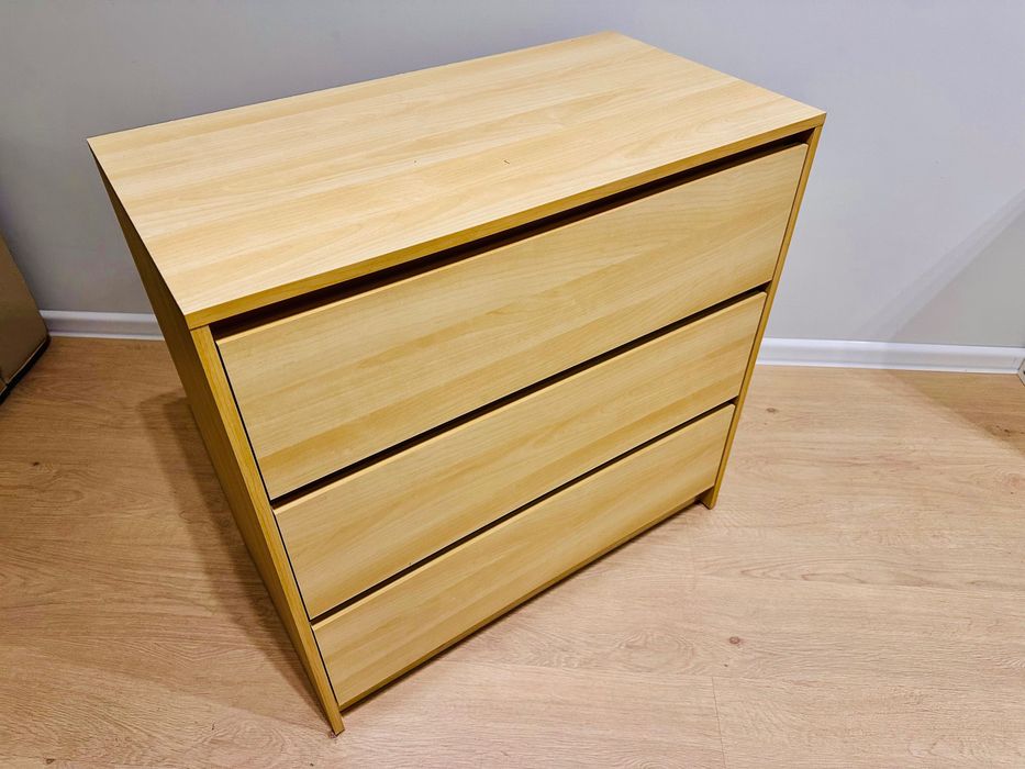 Komoda MALM - IKEA, 3 szuflady, okleina dębowa 80x78x43 (sz*w*g)