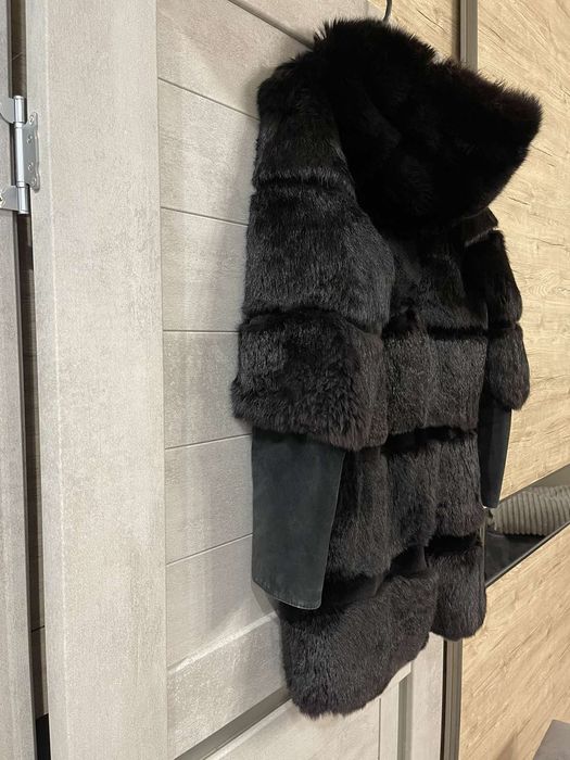 Шуба з кролика та замшу