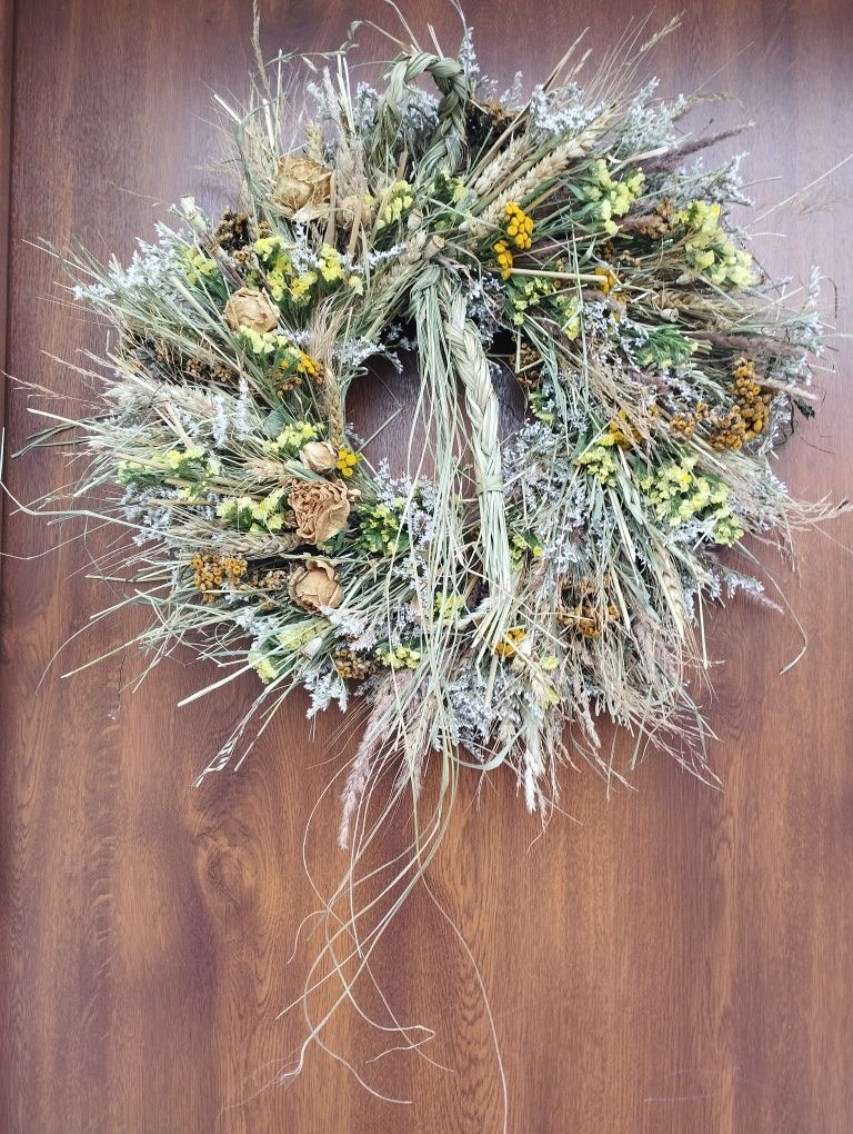 Wianek naturalny Boho z warkoczem