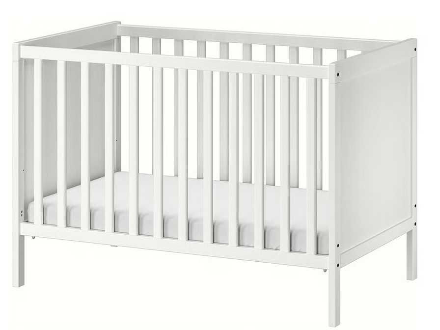 Łóżeczko 120x60 Ikea Sundvik z materacem, białe