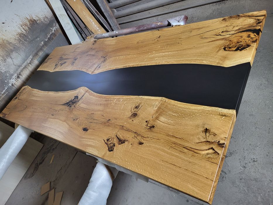 Stòł konferencyjny 200x95 dębowy river table z żywicą