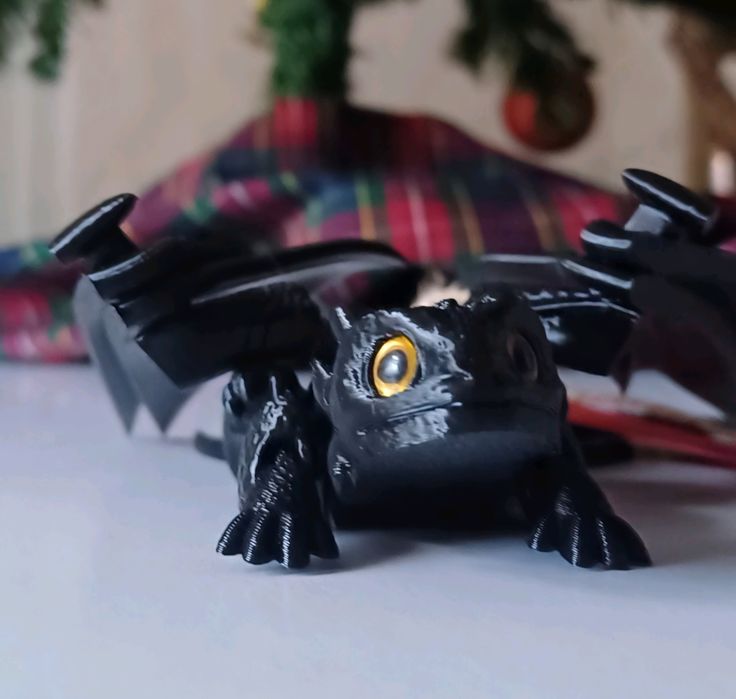 Іграшка рухливий дракон беззубик чорний 3д принтер, антистрес, тварина