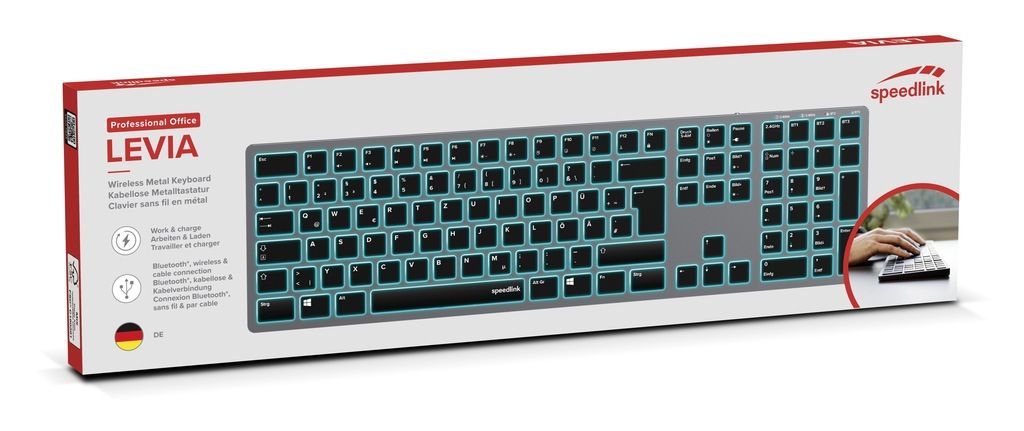 Klawiatura Speedlink LEVIA – bezprzewodowa klawiatura Bluetooth QWERTZ