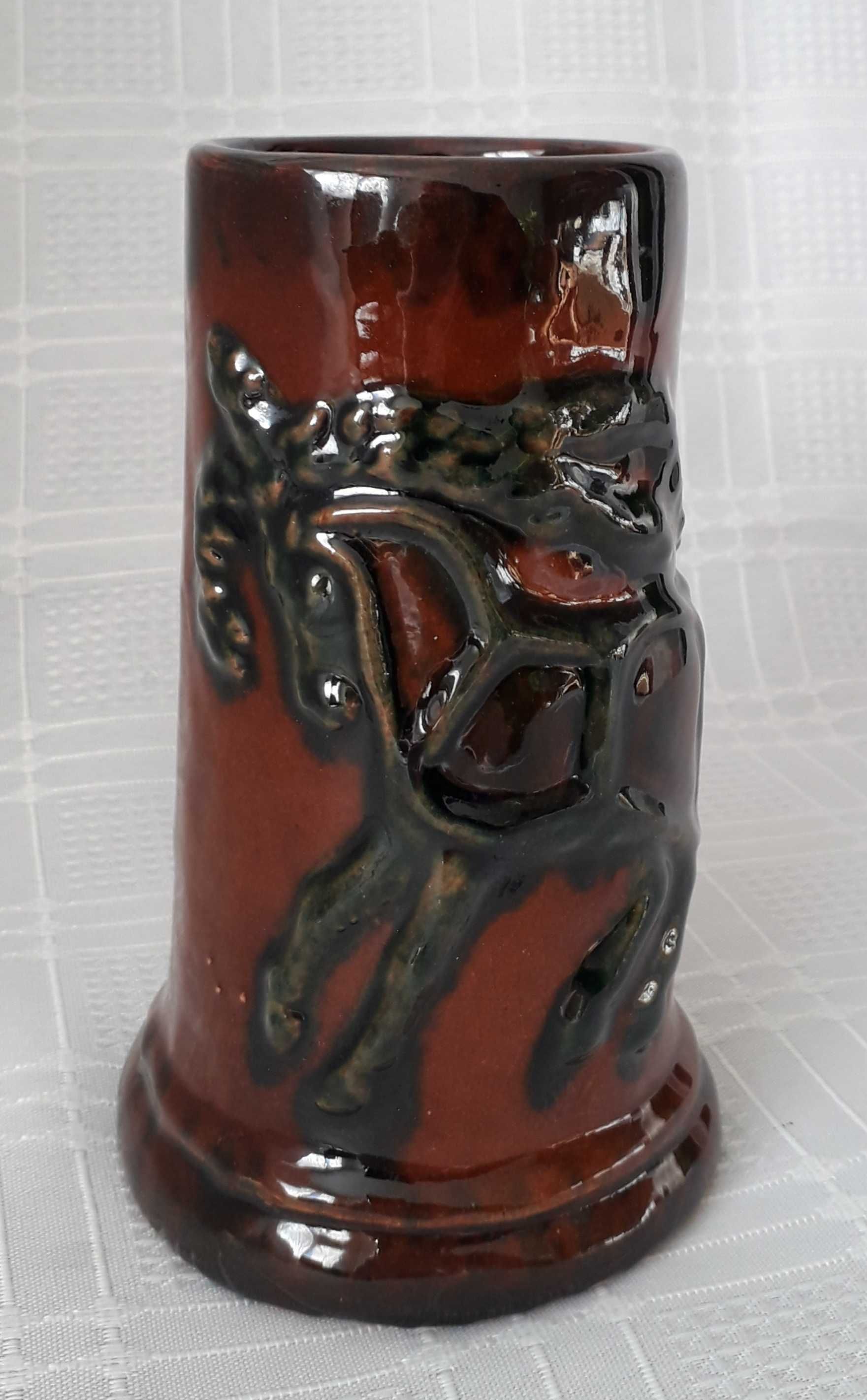 KUFEL ceramiczny, zdobiony z okresu PRL