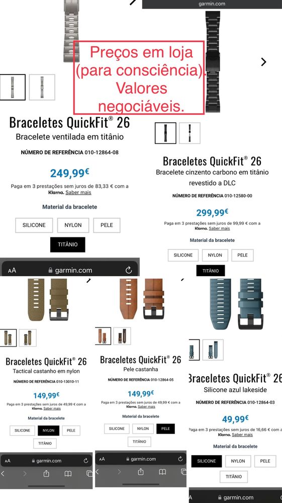 Braceletes QuickFit Garmin 26mm