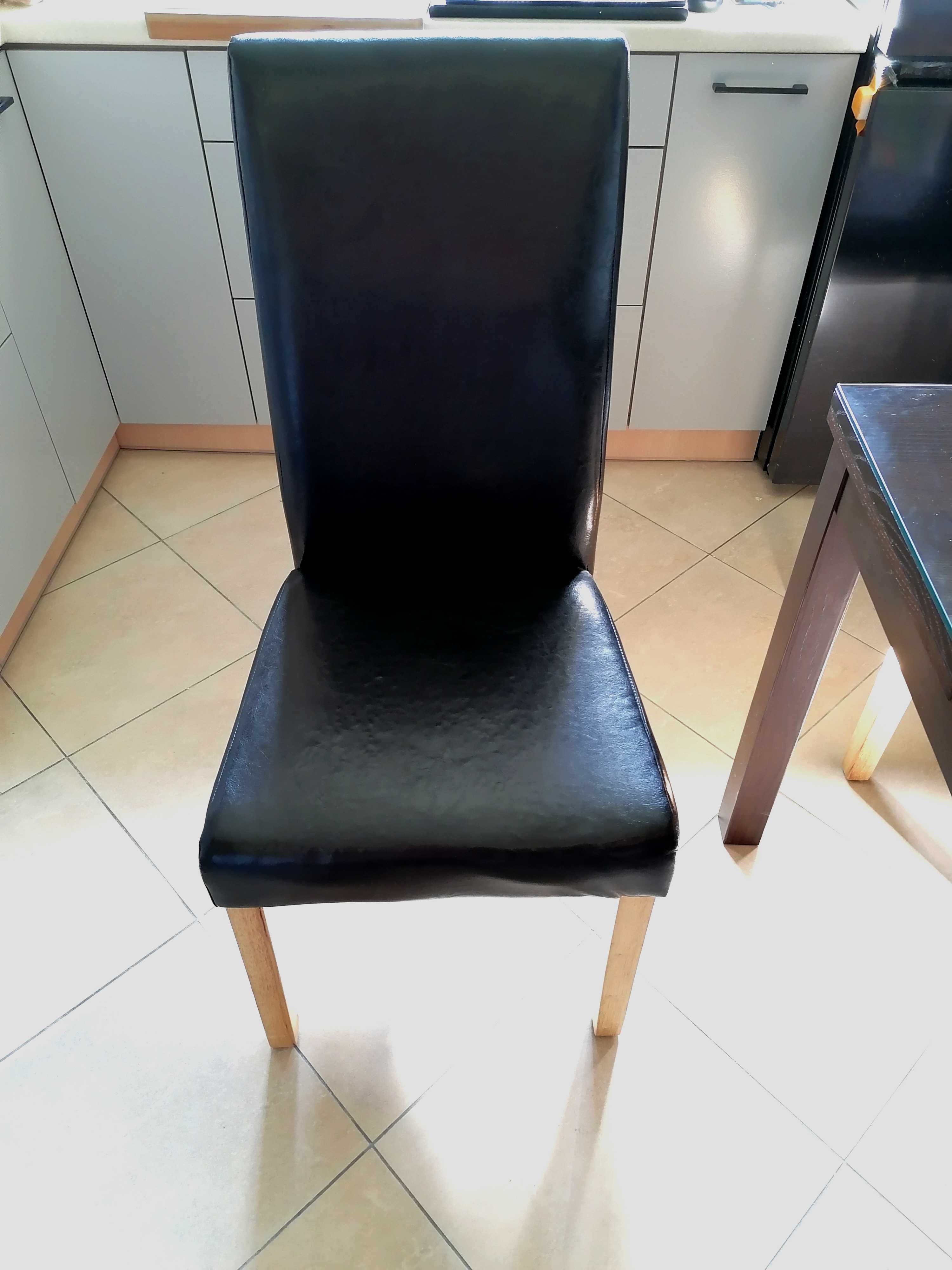 Stół rozkładany Ikea Bjursta 90x90 brązowy + szyba + 4 krzesła zestaw
