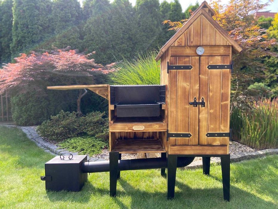 Wędzarnia Drewniana Ogrodowa z Grillem 2 w 1