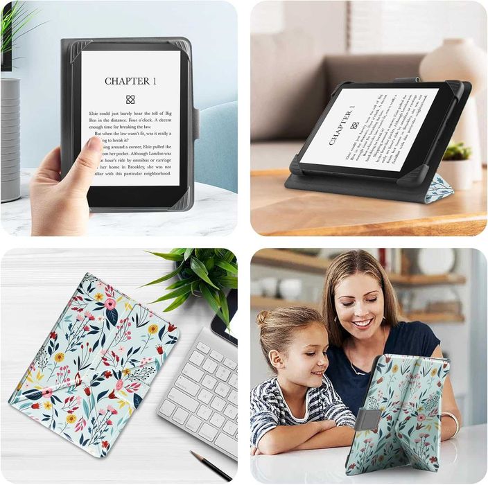 Uniwersalne etui do czytników e-booków o przekątnej 6,8-7cali w kwiaty