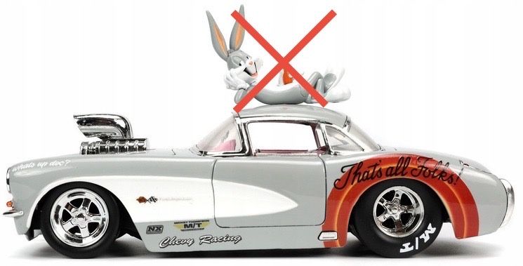 JADA Auto 1957 Chevrolet Corvette Looney Tunes Królik Bugs 1:24