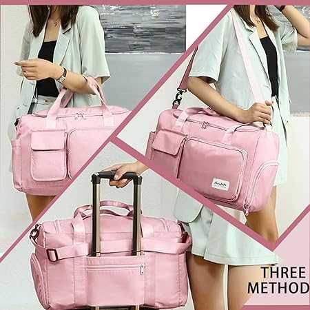 Torba sportowa z przegródką na buty różowa