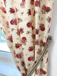 Kupon tkanina bawełniana 9,75m zaslony różane na kremowym tle róże