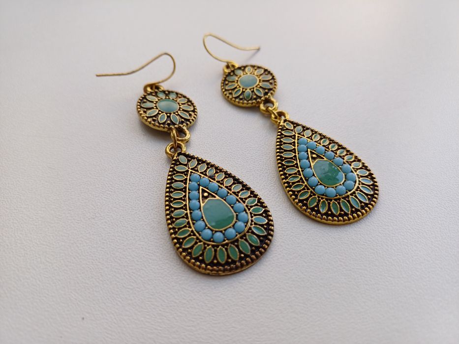 Lindos brincos étnicos de tons azuis - NOVOS