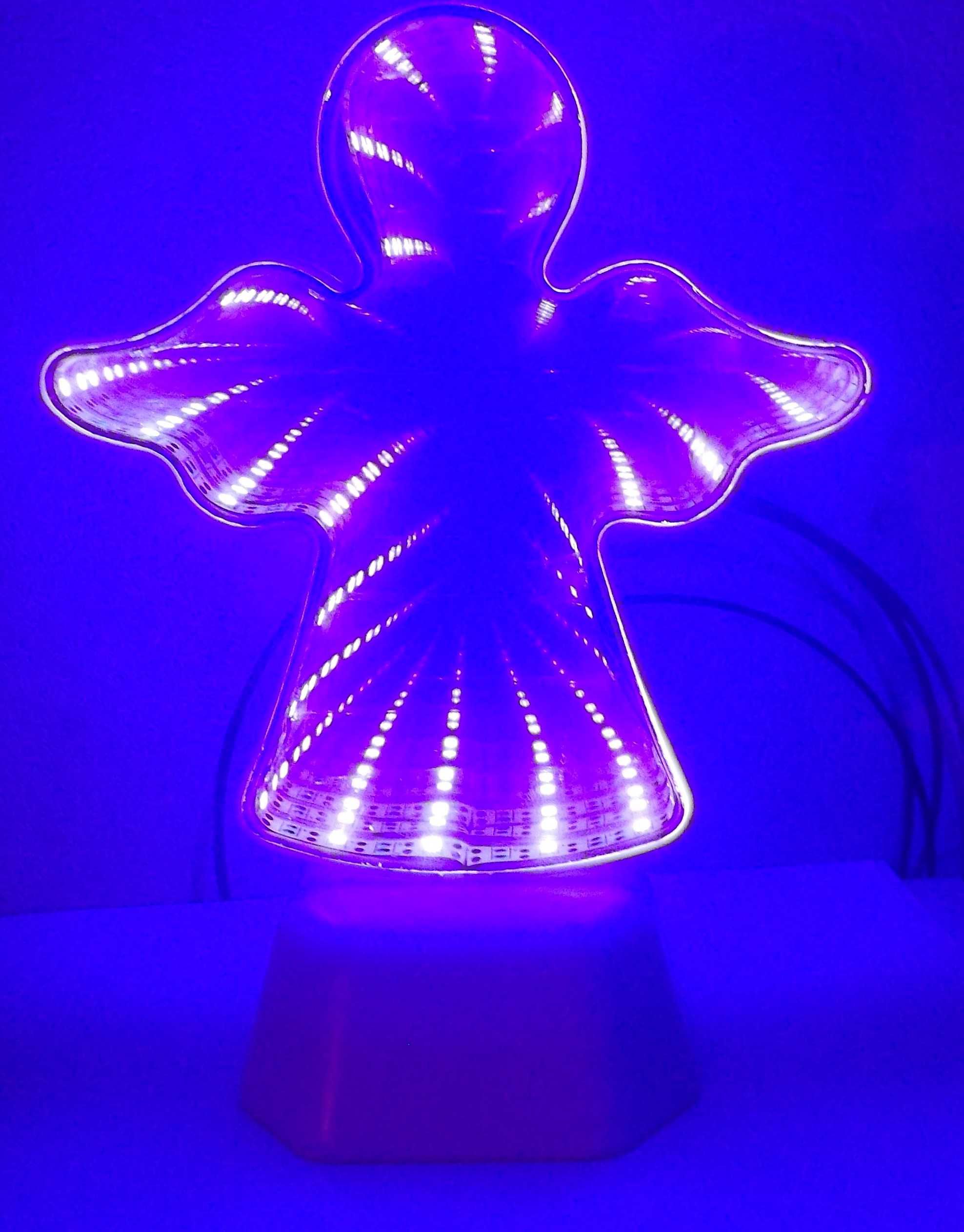 Anioł LED świecący 3D Neon Lampka Lustrzane światło tunelowe + baterie