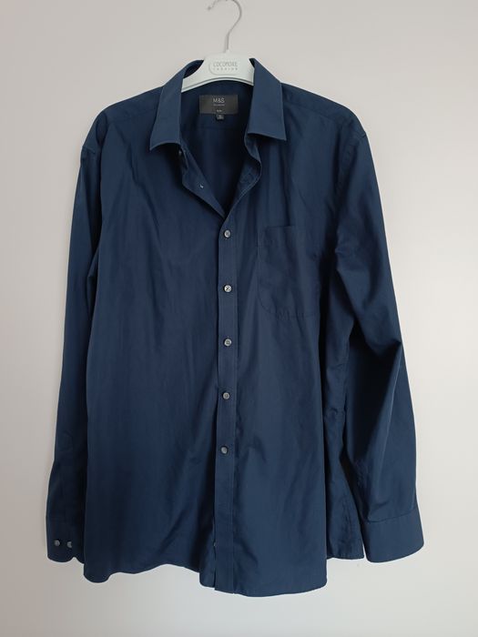 M&S Marks & Spencer granatowa koszula męska r 43 na 185 cm z długim rę