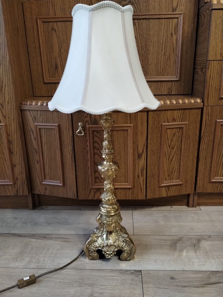 Lampa stojąca mosiężna masywna Vintage
