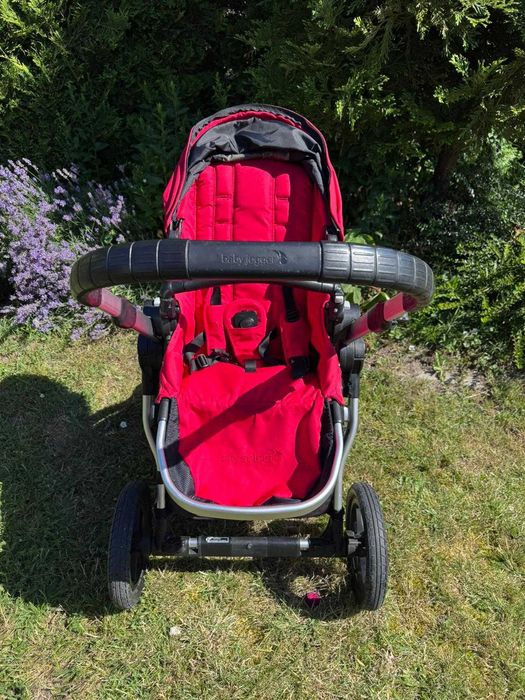 Czerwony wózek Baby Jogger City Select + pałąk + adapter do fotelika