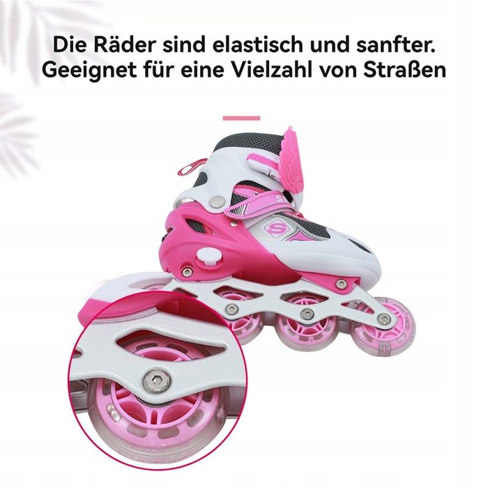 Łyżworolki Rolki  Z Regulacją różowy rozm. 35/38