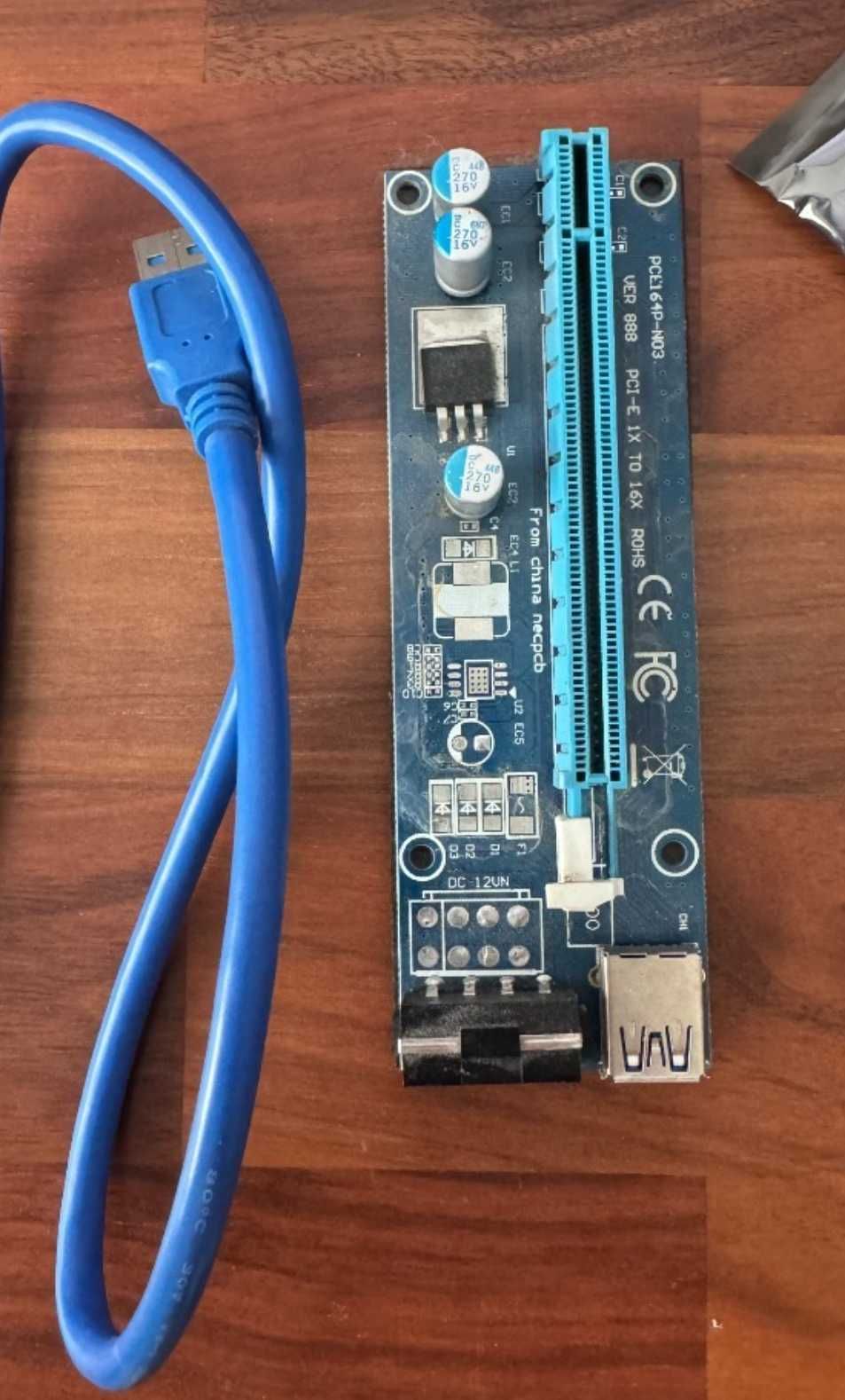 6 sztuk Riser PCI-E PCI Express 1x do 16x Adapter molex