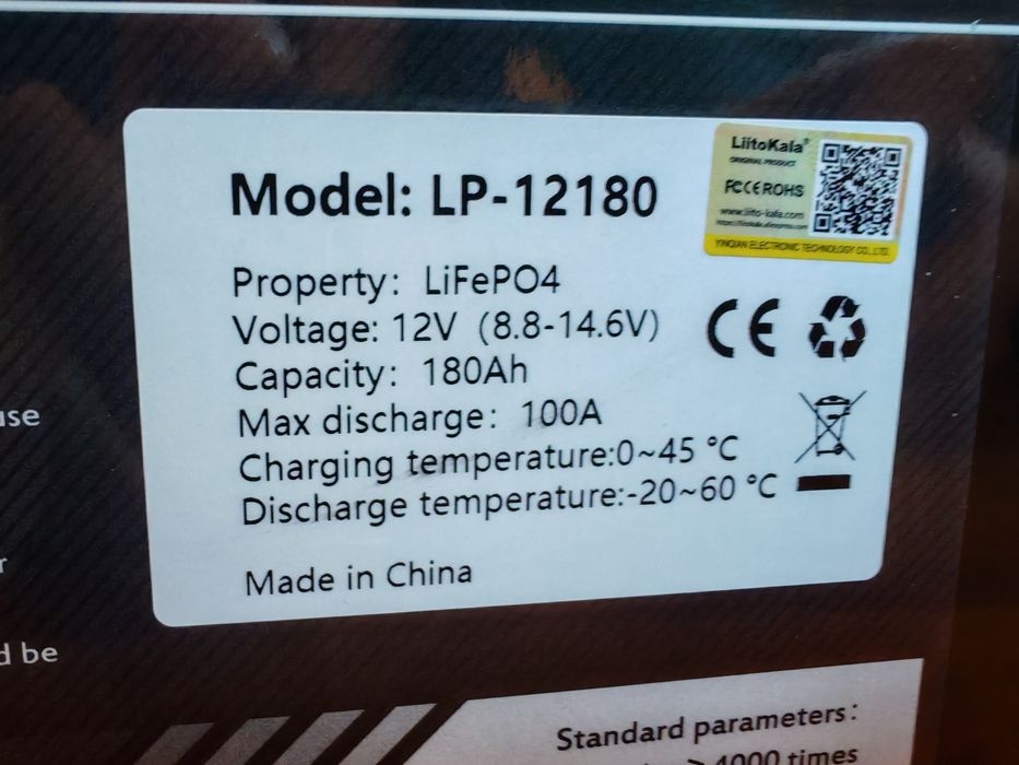 Akumulator Lifepo4 LiitoKala 180ah + ładowarka 10A