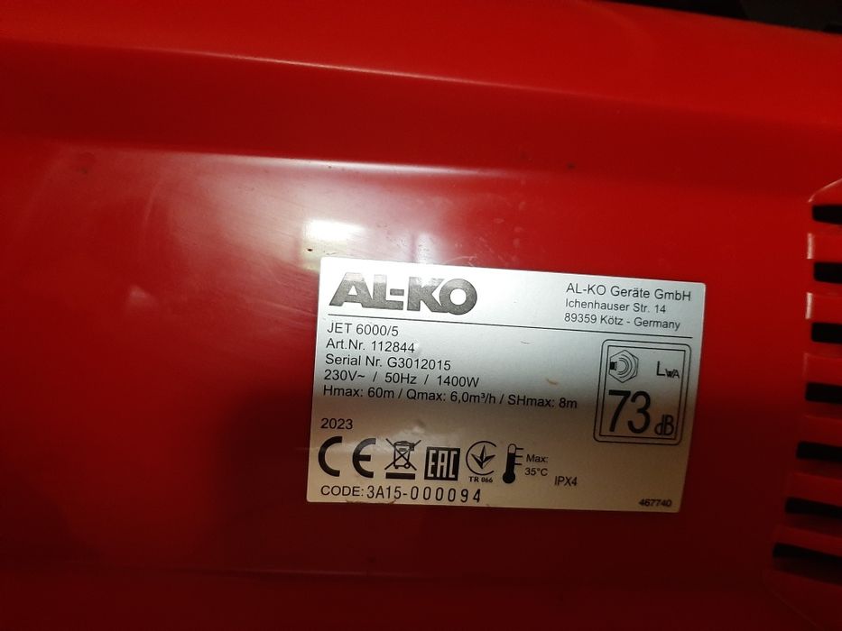 Pompa alko jet6000/5 na gwarancji 23m-ce