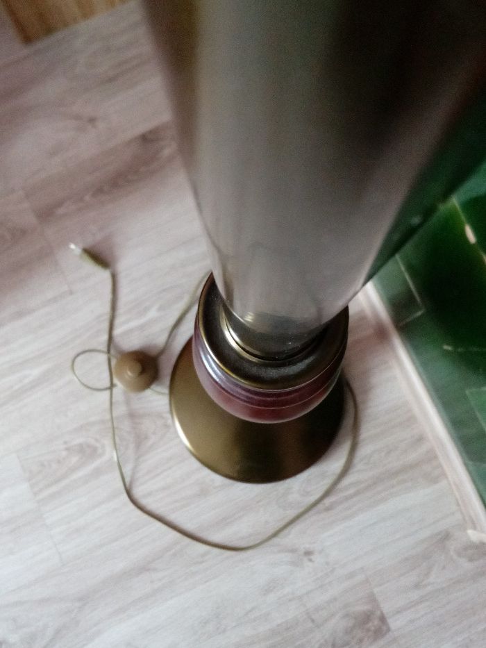 Lampa stojąca klasyczna mosiądz drewno szklane klosze tradycyjna