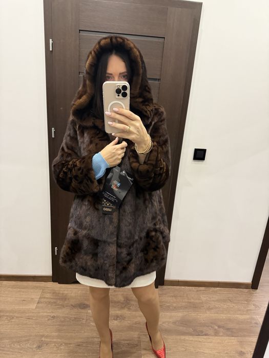 Futro naturalne z norek, grzbiety, nowe S M panterk