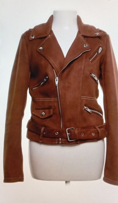 Ramoneska modna zamszowa brązowa