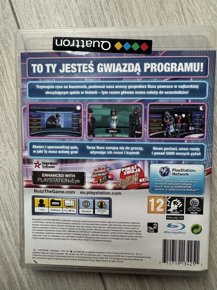 4 x Buzzery + odbiornik gra BUZZ Świat Quizów ps3