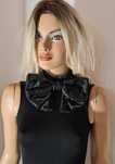 River Island eleganckie czarne body z tiulową kokardą pod szyją S/M