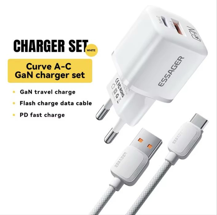Зарядний пристрій Essager, Toocki, Asometech 20w 33w 67w 100w GaN