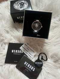 Versus Versace Moscova Black Srebro Czarny Skórzany Pasek 38mm