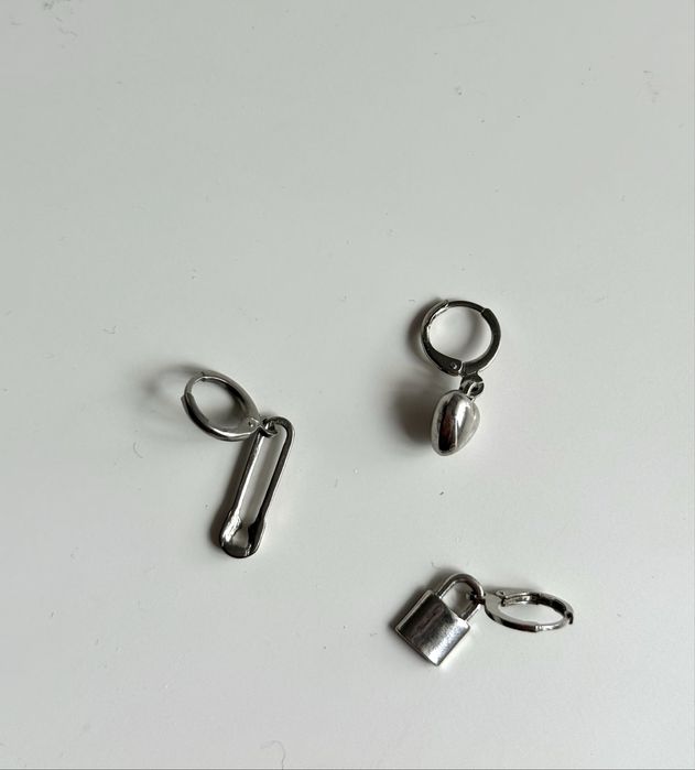 Kolczyki agrafka serce kłódka goth y2k alternative