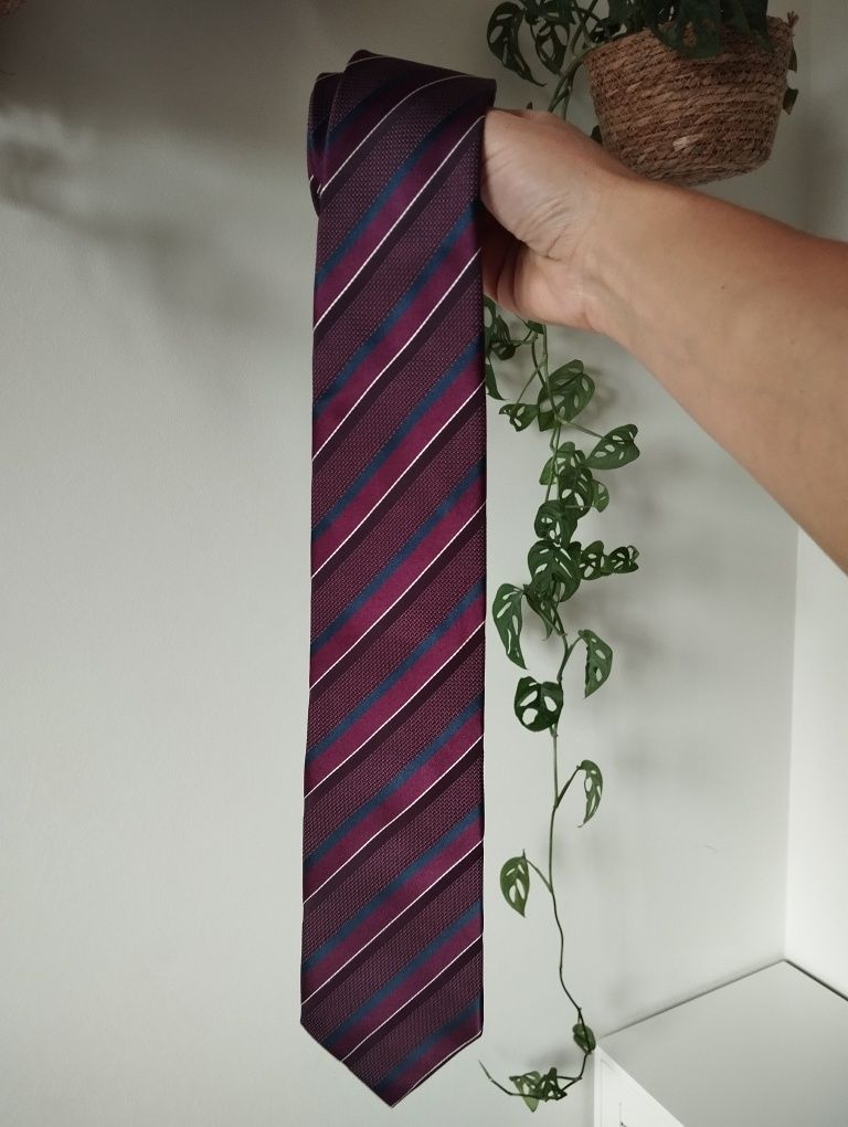 Krawat jedwabny 100% silk, 8,5cm, w paski, Collezione