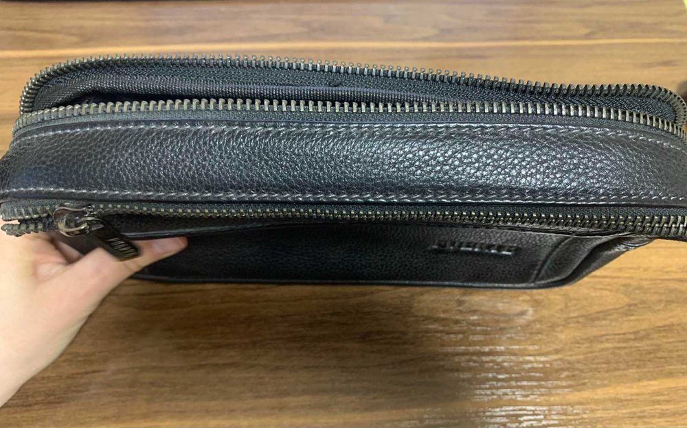 Барсетка/ клатч мужской черный кожаный