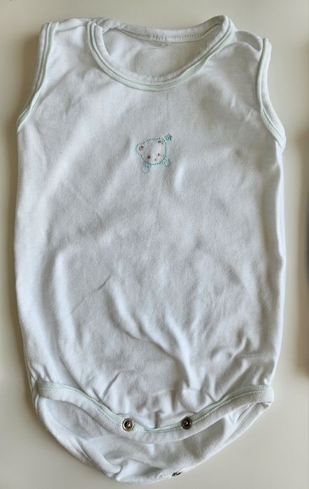 Komplet, zestaw niemowlęcy; 3 x body; 74; boały, niebieski