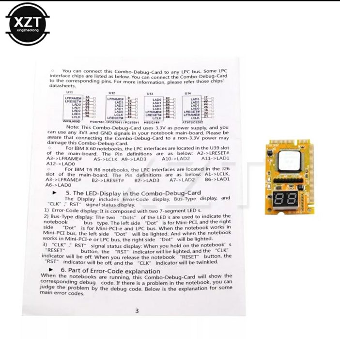 Mini testador de motherboard's e portáteis Mini PCIe - CMOS POST CODES
