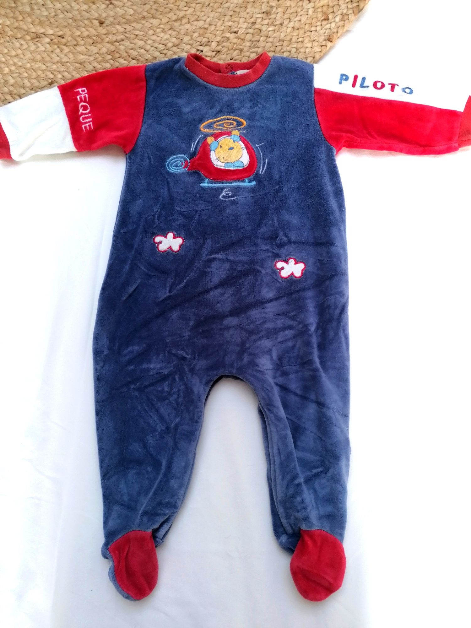 Romper Azul com Helicóptero, de Bebé