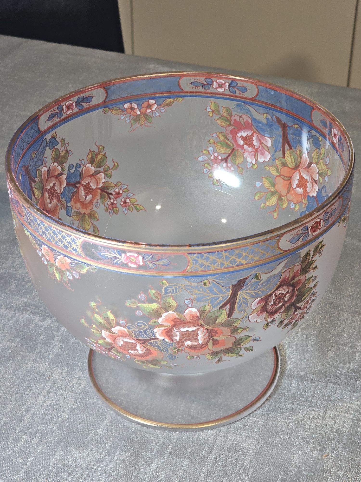 Fruteira de cristal pintada à mão