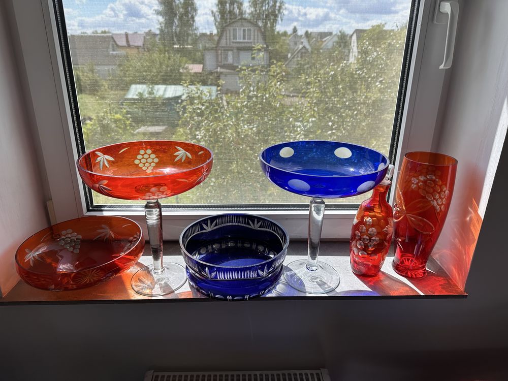 Фруктовницы, ваза, графин ссср хрусталь кобальт