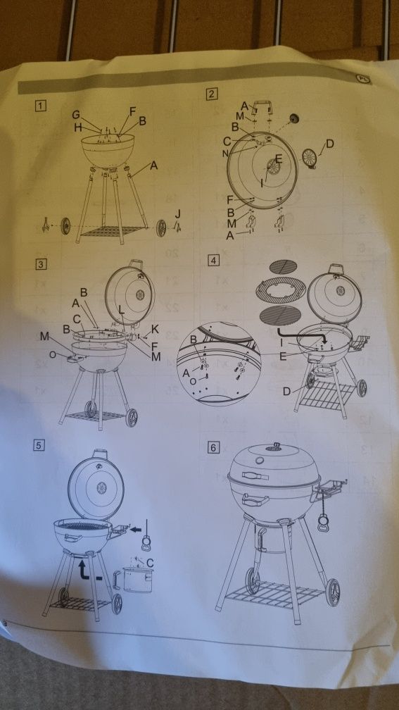 Grill węglowy okrągły z pokrywą Comfort Living ruszt 54 cm