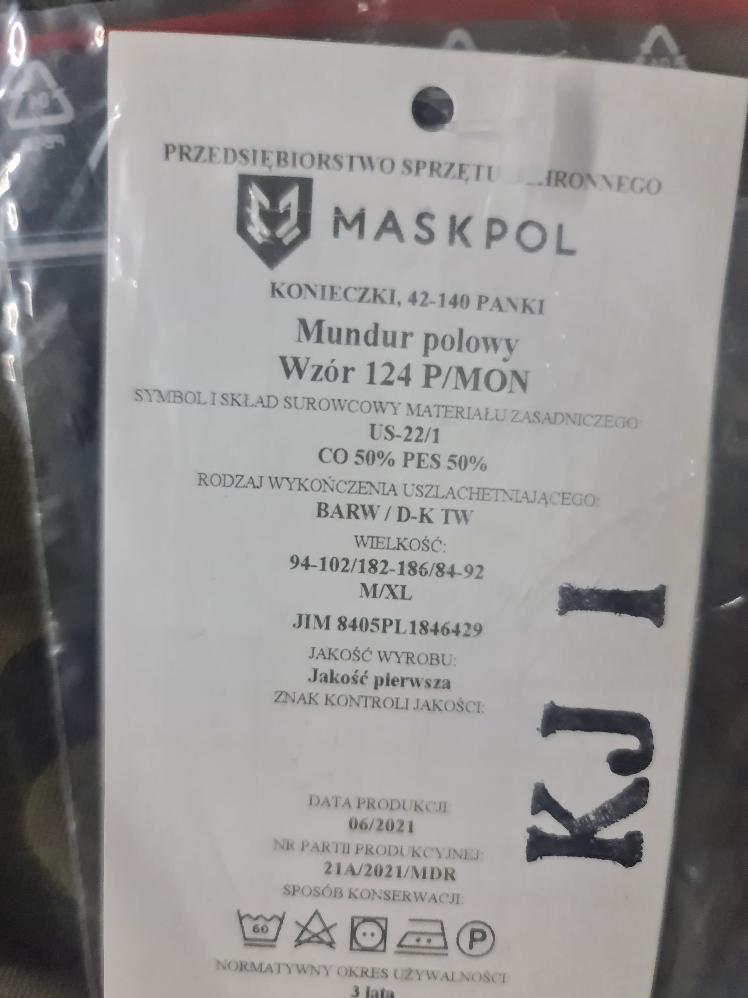 Nowy mundur polowy wzór 124 P/ MON r. M/XL