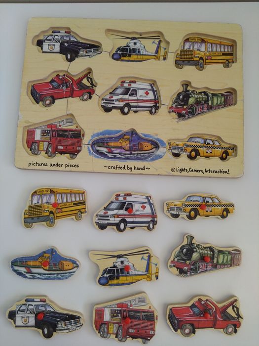 Puzzle drewniane samochody Melissa & Doug kołki